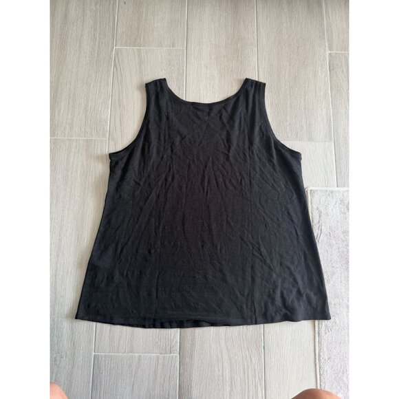 EILEEN FISHER Black 100% Organic Linen Scoopneck Tank Top Size XXL - Picture 4 of 5